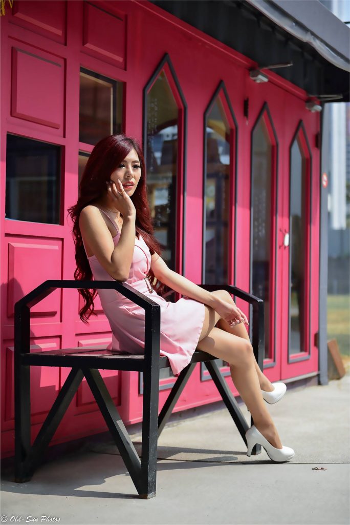 精选街拍摄影 No.091 高萱 粉色連衣短裙絲襪高跟美腿 [82P/105MB]插图4