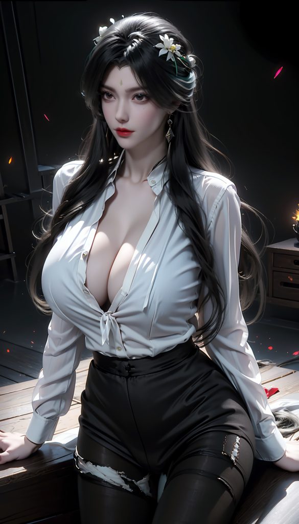 AI绘画 110 完美世界 柳神 黑丝衬衫[90P/440MB]插图2