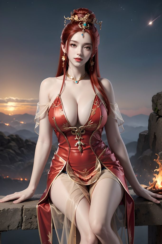 AI绘画 116 完美世界-曼珠沙华 户外红色礼服[116P/539MB]插图2