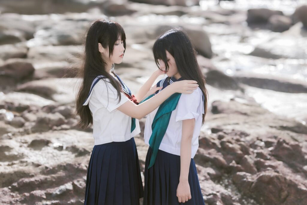 不呆猫 NO.035 × 三無人型 – 水手服百合黑丝[51P/770MB]-无料摄影圈