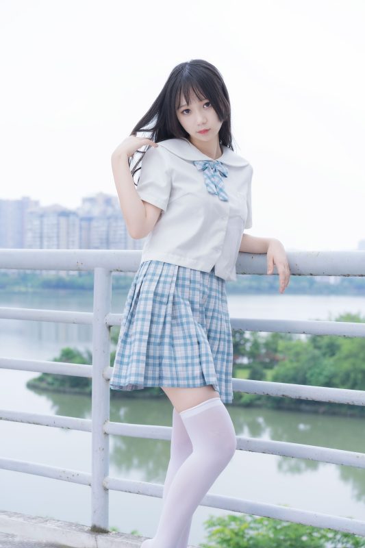 喵糖映画少女写真 VOL.015 清新白丝格子裙 [43P/317MB]-无料摄影圈
