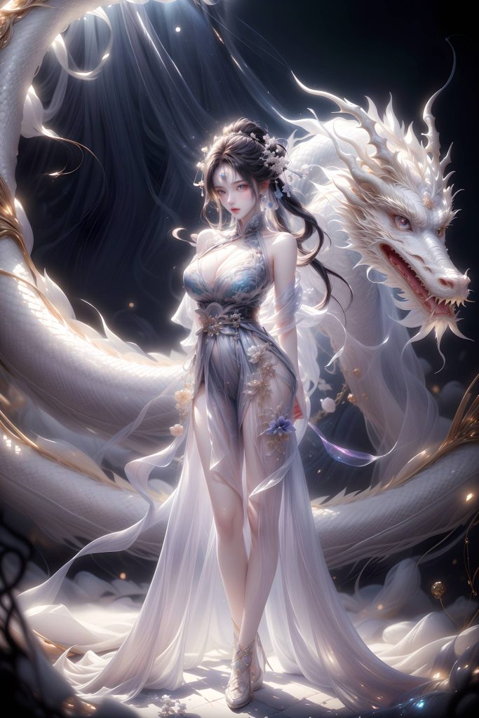 AI绘画 428 白龙和少女[110P/1.01GB]插图3