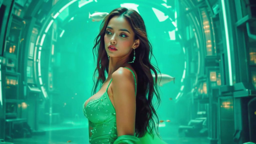 AI绘画 458 Over 40 Natural Women _ Retro-Futuristic Elegance in Satin Mini Robes 4K[20P/1V/483MB]插图3