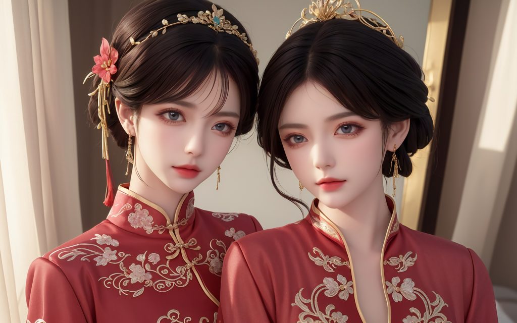 AI绘画 486 新娘姐妹花[46P/409MB]插图2