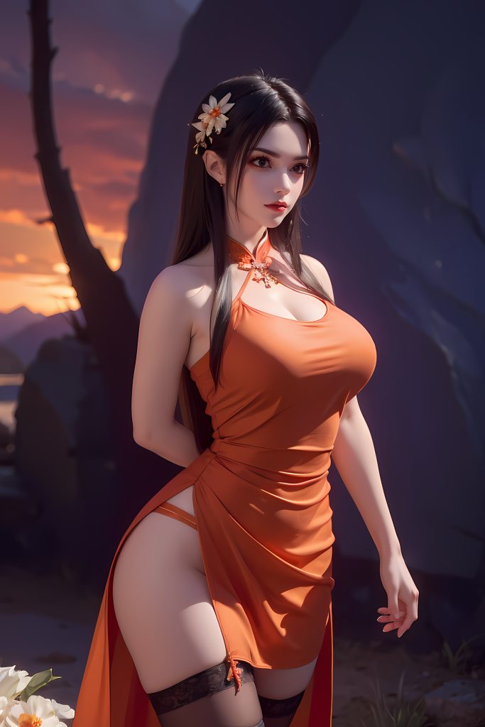 AI绘画 580 美杜莎 橙色旗袍[49P/348MB]插图1