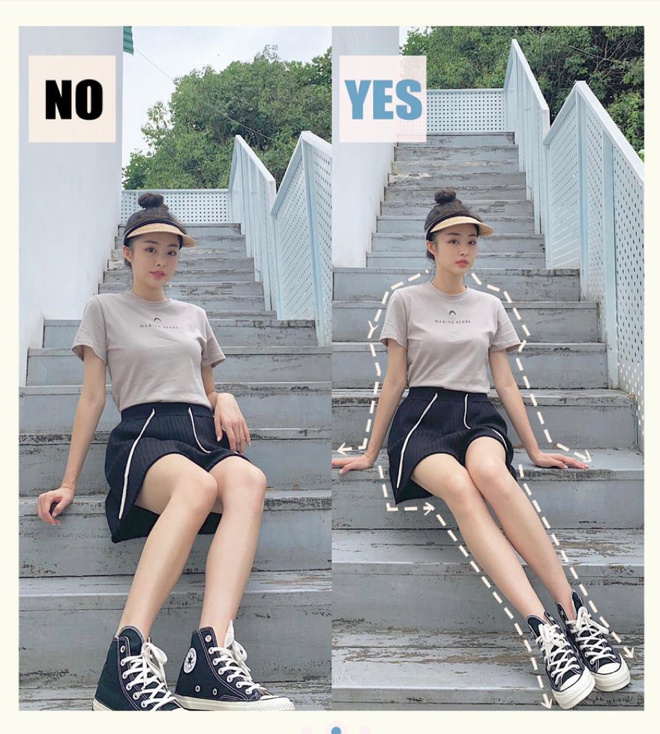 站姿、坐姿、蹲姿、楼梯，这8个姿势，满足拍照又高又瘦又好看插图2