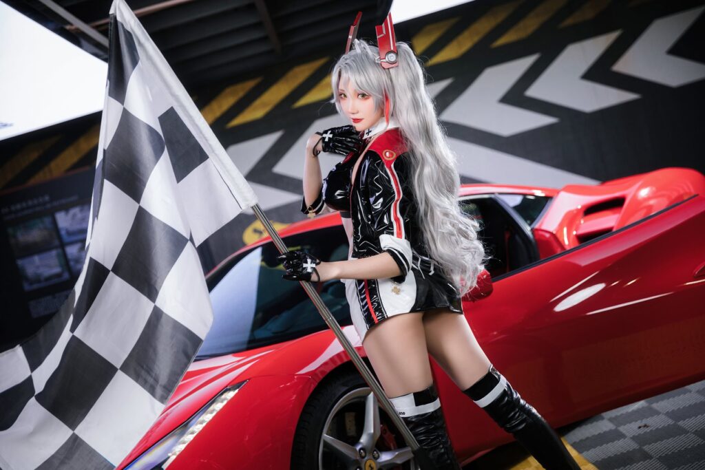 瓜希酱 NO.082 & Momoko葵葵 086 碧蓝航线-欧根&企业-赛车女郎[58P/269MB]插图2