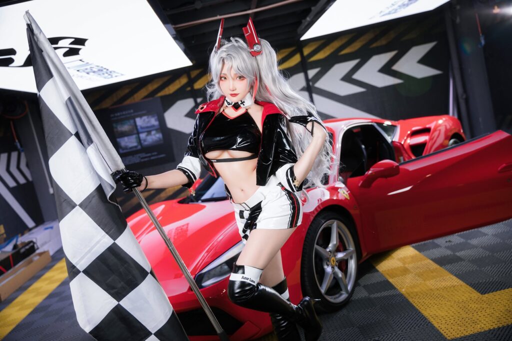 瓜希酱 NO.082 & Momoko葵葵 086 碧蓝航线-欧根&企业-赛车女郎[58P/269MB]插图1