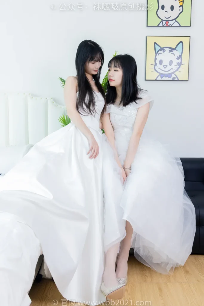 [BoBoSocks袜啵啵]NO.510 小甜豆&甜甜圈-两双高跟鞋、薄肉丝、薄白丝、婚纱主题、互相帮对方腿脚涂抹[172P/1V/7.02GB]插图2