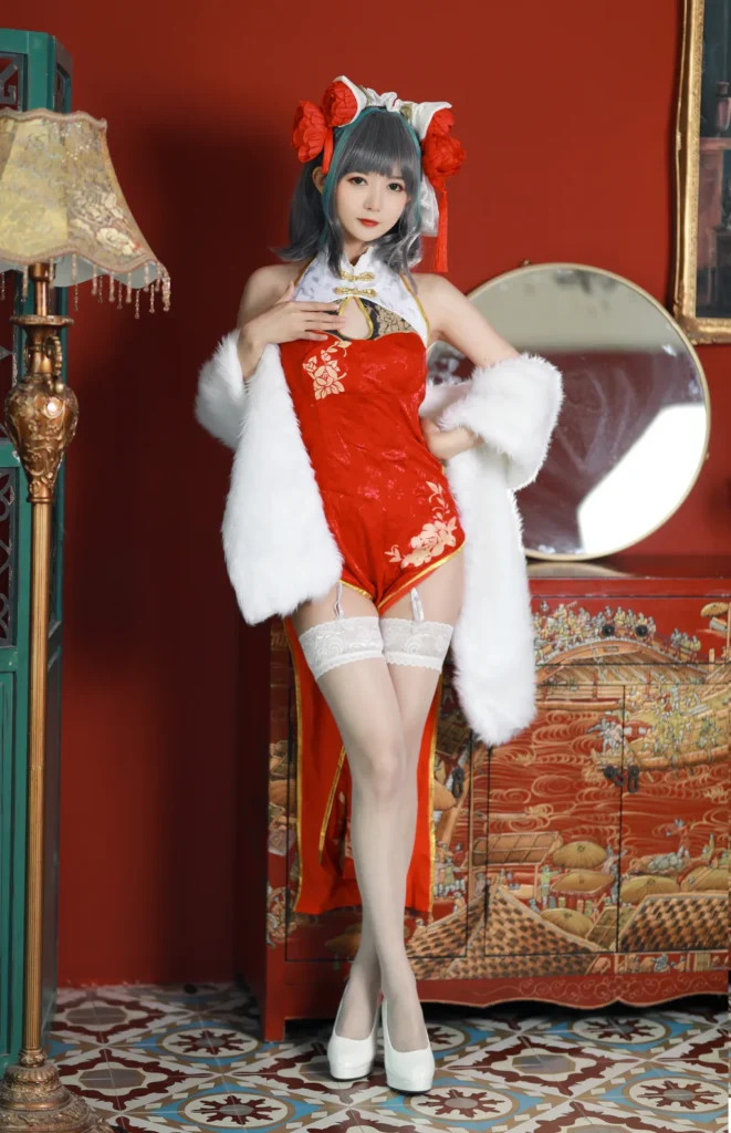 51酱 NO.017 – 碧蓝航线 柴郡 新春旗袍[12P/54MB]插图2