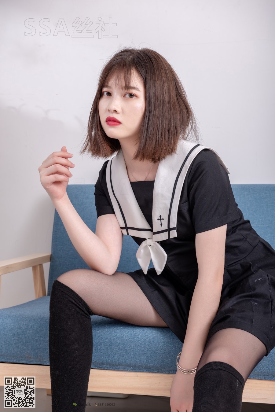 图片[2]-[SSA丝社]超清写真 NO.113 穗子 腿模穗子教你穿黑色系JK制服 [156P/2.24GB]-无料摄影圈